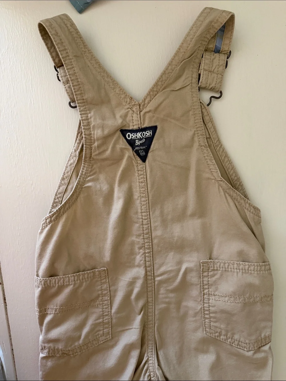 OshKosh B'gosh Tan Toddler Overalls with Blue & Green Plaid Undershirt 24 Month